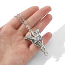 1入組水晶吊墜項鍊,男女兩用時尚配飾 - 銀色 - 查看 4