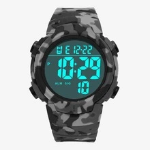 SYNOKE Reloj de camuflaje gris de hombres deportivo impermeable - Gris - Ver 8