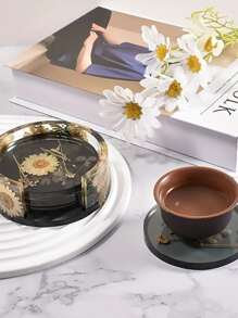 杯垫树脂模具套装包括 1 件过山车收纳盒模具、4 件硅胶树脂杯垫模具环氧树脂、杯垫、DIY 艺术工艺品（圆形）