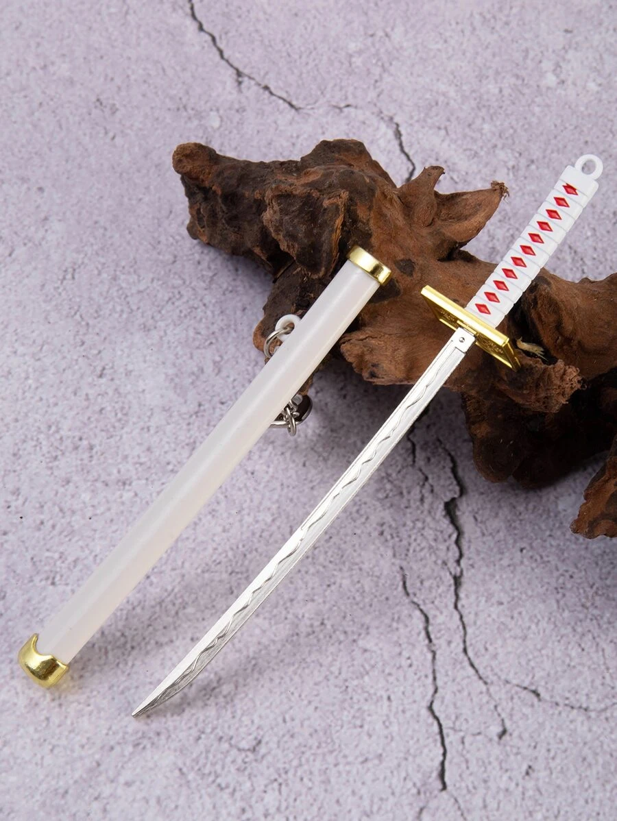 1pc Creative Sword Keychain With Movable Blade & Sheath, Keyring & Novelty Gift - Multicolor - View 1