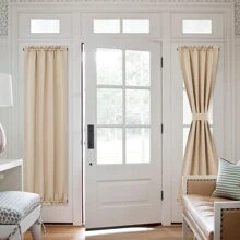 NICETOWN French Door Curtains for Living Room - with Adjustable Tie-Back Blackout Patio Door/Glass Door Window Curtain Panel for Privacy, Single Panel - 米色脆餅 - 查看 7