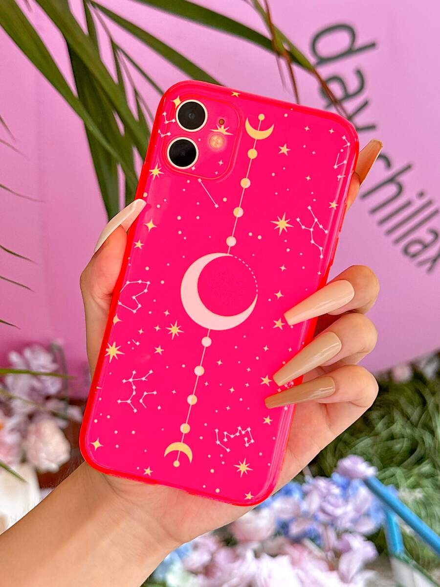 Moon Pattern Phone Case - Multicolor - View 1
