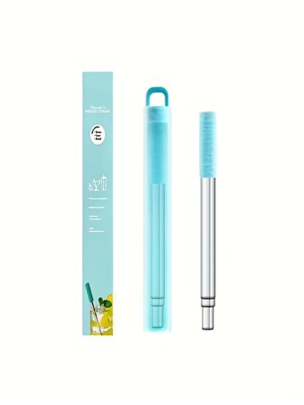 3 pièces Set de pailles en acier inoxydable, convient pour les restaurants, le thé au lait, le café et les boissons, comprenant des pailles droites en métal argenté portables, 1 étui de rangement et 1 brosse de nettoyage, cadeau de cuisine, de Noël, fournitures scolaires