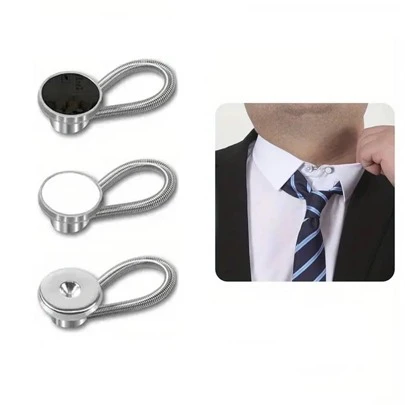 3pcs Men & Women Shirt Collar & Cuff Extender Elastic Spring Button, Clothes Button Extender