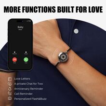 Totwoo Long Distance Touch Bracelets For Couples, Light Up & Vibration, Relationship Gifts For Girlfriend Bluetooth Pairing Jewelry - Black - View 2
