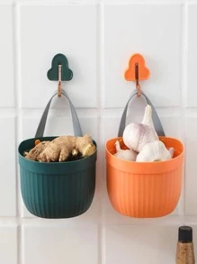 1pc Plastic Storage Basket For Household Use, Wall-mounted Bathroom Storage Basket For Toiletries, Punch-free Storage Basket, Kitchen Storage Basket, Bathroom Hanging Basket, Bedside Wall-hanging Storage Basket