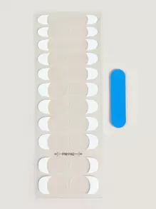 1张22片全息闪光法式美甲贴纸，附赠1个指甲锉，美甲设计贴片，美甲DIY装饰，美甲贴纸，朋友礼物，美甲用品 - 白色 - 查看 3