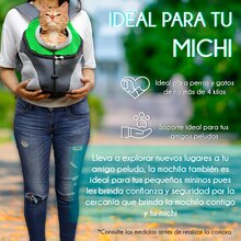 1 Pieza Mochila Cangurera Transportadora para Perros o Gatos, Bolso Transportadora Mascotas Transpirable para Viaje - Verde - Ver 7