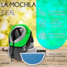 1 Pieza Mochila Cangurera Transportadora para Perros o Gatos, Bolso Transportadora Mascotas Transpirable para Viaje - Verde - Ver 8