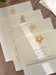 1 set fresco con simple Sobre con Papel carta Set incluido 4 de Papel carta con 2 Sobres , simple con romántico estilo con único textura - Multicolor - Ver 7