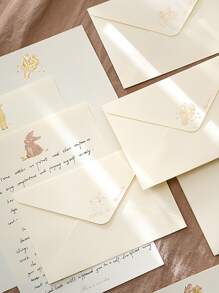 1 set fresco con simple Sobre con Papel carta Set incluido 4 de Papel carta con 2 Sobres , simple con romántico estilo con único textura - Multicolor - Ver 6