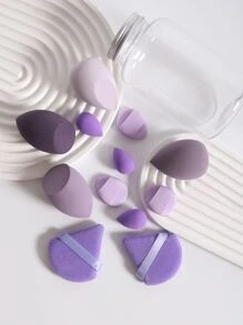 12pcs/Set Make-Up Sponge Set Including 2pcs Triangular Powder Puff, 4pcs Makeup Sponge, 3pcs Miniature Makeup Sponge, And 3pcs Finger Air Cushion Puff. Made Of Super Soft Velvet, Specially Designed For Shaping, Eye Area And Corners, And Beauty Blending Container. The Set Contains Air Cushion Puff, Latex-Free Mixed Sponge, And Make-Up Sponge Puff, Suitable For Liquid Foundation, Foundation, And Concealer. The Foundation-Mixing Beauty Sponge Can Work Well With Liquid, Cream, And Powder, Multi-Colored Make-Up Sponge Set, Latex-Free, Suitable For All Skin Types. - Multicolor - View 3