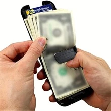 新款碳纤维钱包金属钱包钱包块男士超薄铝夹口袋现金休闲证件夹卡夹卡片夹钱包名片夹男士信用卡夹钱包迷你钱包钱包卡片钱包射频识别钱包 - 綠色 - 查看 6