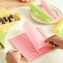 100pcs Food Packaging Greaseproof Paper With Grid Pattern For Cakes, Bread, Etc., Used As Kitchen Utensils And Home Kitchen Supplies - Purple - View 3