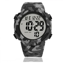 SYNOKE Reloj de camuflaje gris de hombres deportivo impermeable - Gris - Ver 7