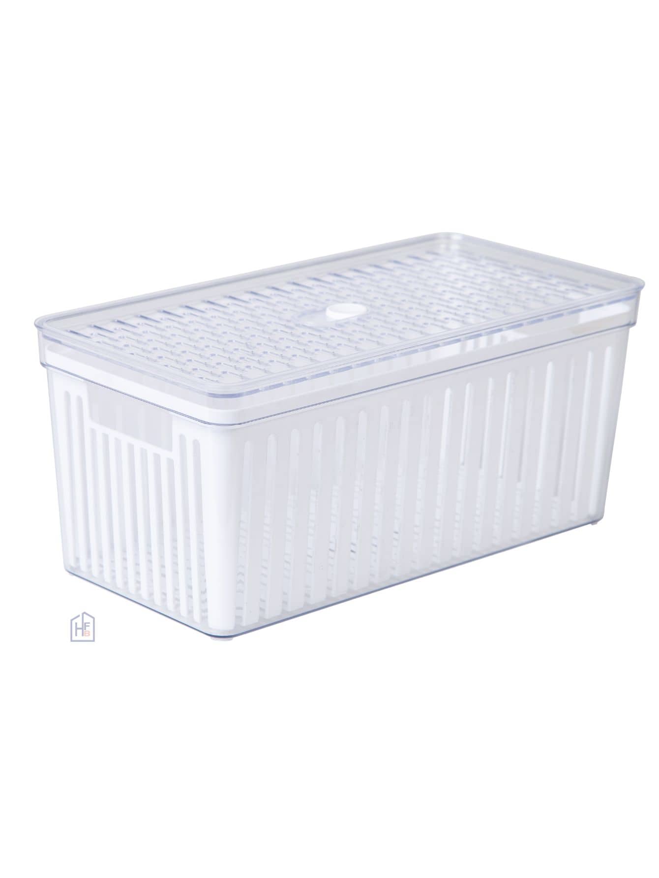 Organizador De Geladeira Grande Acrílico Com Tampa E Cesto 4,8 L