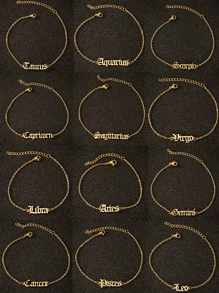 1 Miếng Châu Âu & Châu Mỹ Phong cách Thép không gỉ 12 Lá số tử vi Cổ xưa Tiếng Anh Thiết kế chữ cái vòng chân Đối với Của phụ nữ Mặc hàng ngày - Vàng - Xem 1