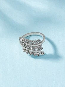 1個時尚的鑲嵌水晶葉形戒指,適用於女士 - 葉子 - 查看 3