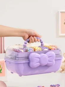 1入組首飾收納盒帶透明套和蝴蝶扣飾,合適適用於組織項鍊,手鍊,耳環,環,髮飾,頭繩,化妝刷和指甲配件 - 紫色 - 查看 2