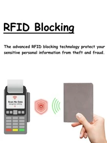 RFID Blocking PU Leather Passport Holder, Travel Document Passport Wallet Organizer Cover Passport Cover Passport Case Passport Bag Travel Accessories - Grey - View 3