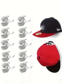 膠黏劑帽子掛鉤適用於牆壁,鑽孔洞,連帽衣架,家庭收納掛鉤,衣服,包,帽子10入組白色