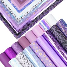 16 Pieces 8*6 Inch/21*15 CM New Contrast Colors White Purple Light Purple Series Faux Leather Fabric Sheets Include Litchi Daisy Fine Chunky Glitter Butterfly Panda Leopard for Leather Earring Bows Making