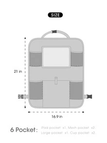 1pc Kids Car Backseat Organiser - Black - View 3