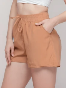 Women Shorts - 杏色 - 查看 4