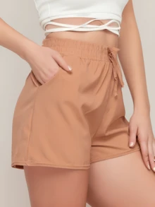Women Shorts - 杏色 - 查看 5