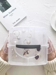 1入組塑膠首飾類極簡風格透明首飾收納盒適用於家庭 - 無色 - 查看 7