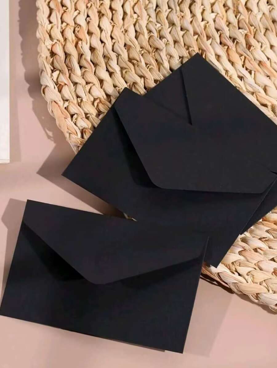 10 cái Màu thuần Mini Giấy Phong bì , Đơn giản Đa dụng Phong bì Đối với Lá thư , Thiệp mừng Lưu trữ - màu đen - Xem 1