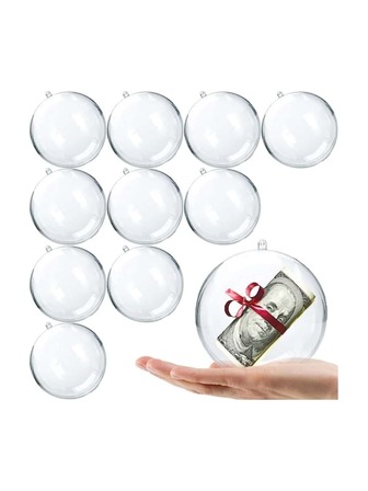 10入組透明空心塑料膠酸膠球,可填充,包含3種不同大小,diy派對裝飾用
