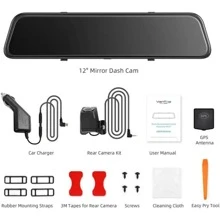 4K 12" Mirror Dash Cam - Vantop H612T Front & Rear View Dual Dash Camera, IPS Touch Screen, Voice Control Cars Mirror Camera W/Night Vision Parking Monitor - Black - View 9