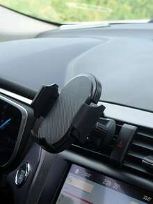 1入組黑色abs材質車用手機座,適用於插入風扇安裝的手機座