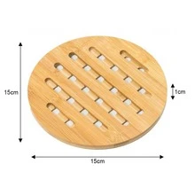 Conjunto 4 Descanso para panela suporte redondo bambu pequeno apoio protetor toalha mesa cozinha pia bancada travessa quente bule chaleira copo caneca café sopeira prato bowl forma assadeira