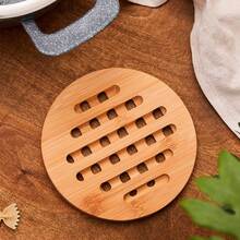 Conjunto 4 Descanso para panela suporte redondo bambu pequeno apoio protetor toalha mesa cozinha pia bancada travessa quente bule chaleira copo caneca café sopeira prato bowl forma assadeira