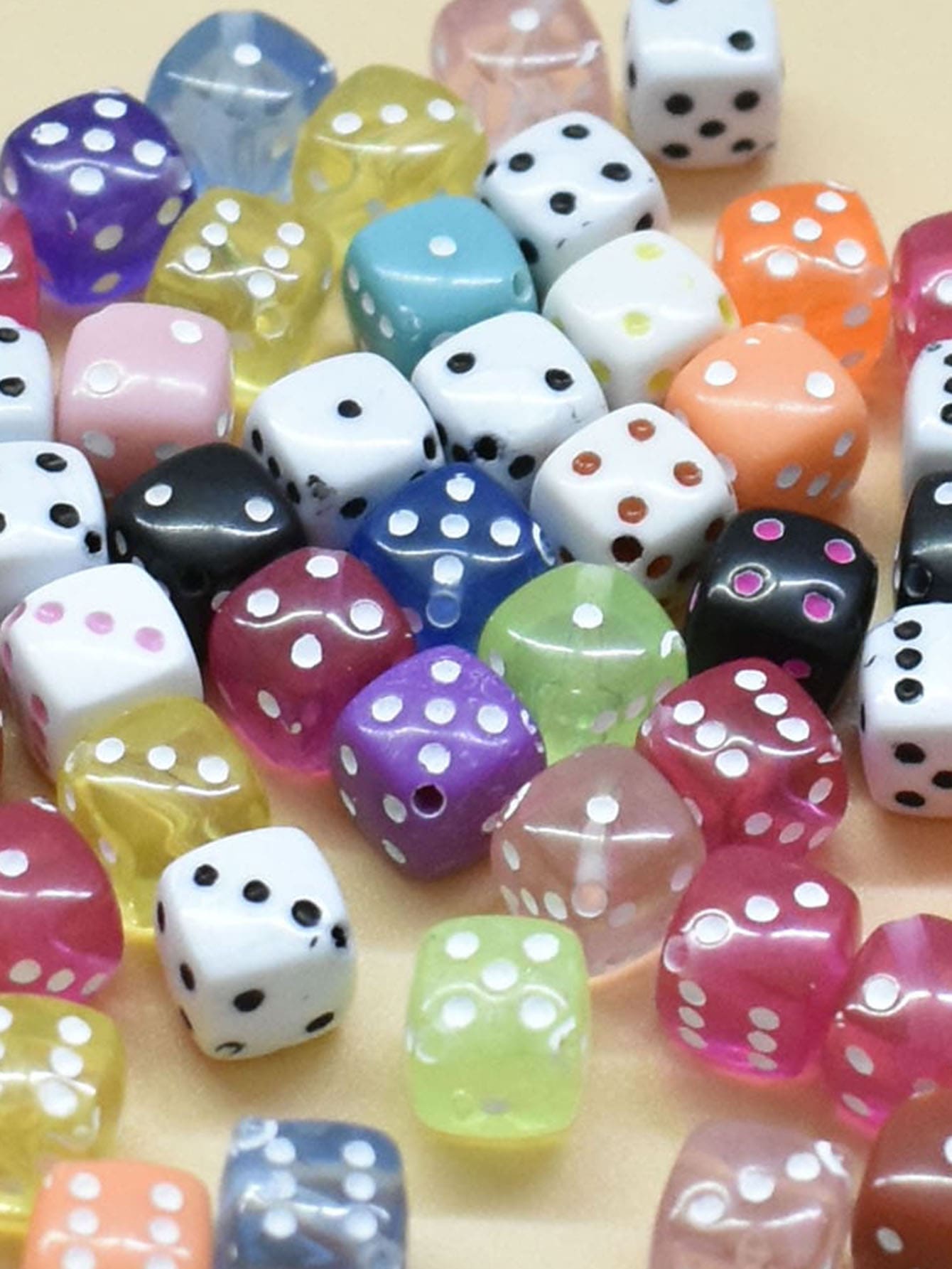 Yiwu Qiyou Accessories Co., LTD 30pcs/Pack Mixed Color 9mm Acrylic Dice Beads, Acrylic Beads For Necklace Making