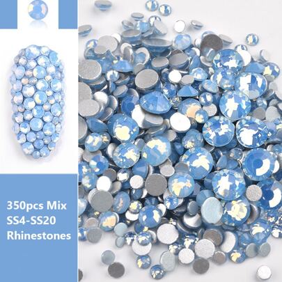 ART LALIC Blue Mixed Opal Rhinestones, Flat-Backed Glass Crystal And Ornaments For Nail Art Decoration Diy Nail Charms Nail Gems Nail Supplies Nails