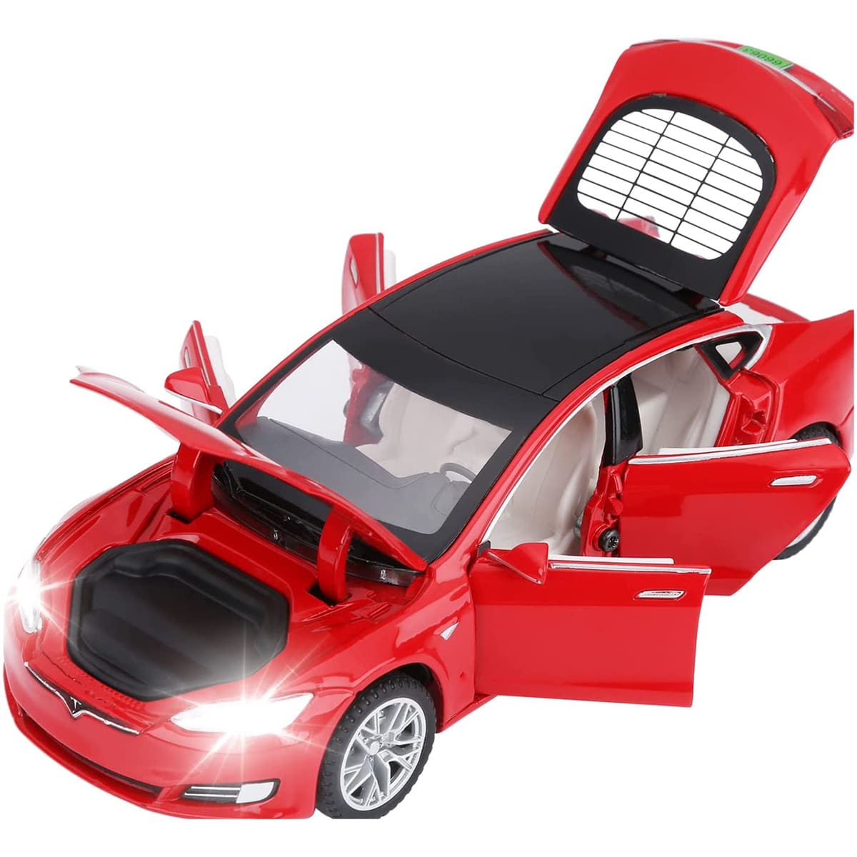 Toy Cars ModelS Die Cast Metal Model Cars with Door Open Light and Sound Pull Back Car Toys (RED) - Red - View 1