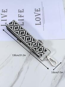 Correa bordada ajustable, correa para bolso/hombro, correa para bolso cruzado, accesorio decorativo para regalo - Blanco y Negro - View 5