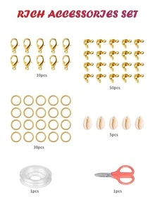 7200入組聚合物粘土珠子成套工具,學院友誼平底珠子珠寶製作套件,帶吊墜和彈性,適用於女孩手工製作禮品套裝 - 彩色 - 查看 2