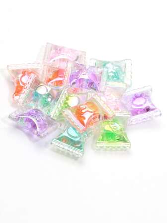 10pcs/set Assorted Color Transparent Candy Shaped Acrylic Beads, Suitable For Diy Bracelet, Necklace, Earring And Other Handmade Crafts Accessories
