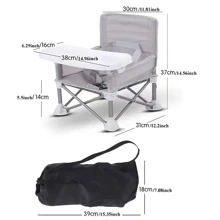 1pc Gray Portable Foldable Children's High Chair For Babies Eating And Dining Out - Grey - View 6