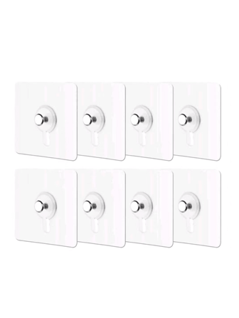 8入組pvc強力黏貼式牆掛勾,無痕掛海報,防水且耐用,透明、免螺絲掛勾,適用於廚房、浴室、衣物掛勾