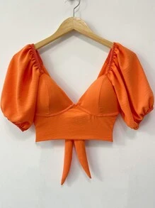 Women Tops - 橘色 - 查看 1