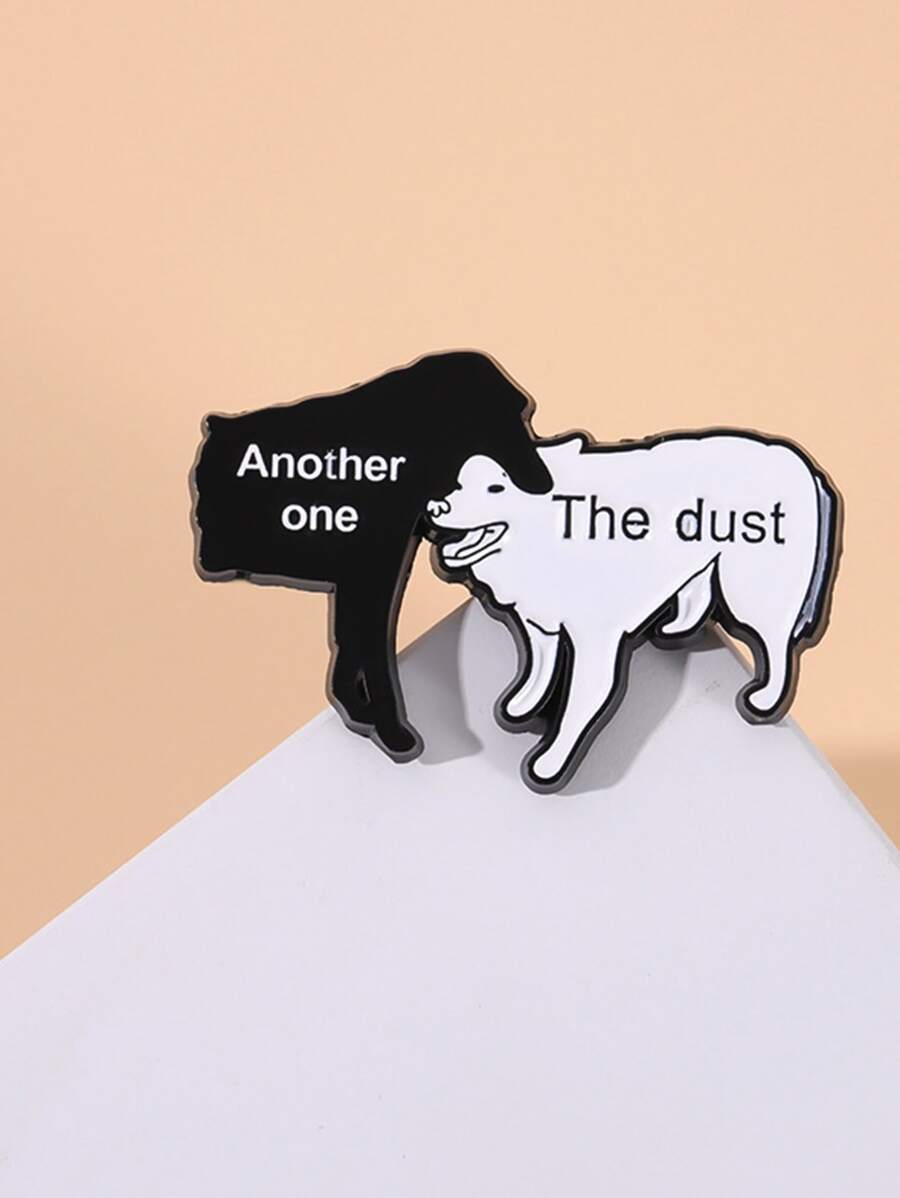 1 Miếng Sáng tạo Thú vị Phim hoạt hình động vật Đen & Trắng Chó & Hình chữ cái Trâm cài - Đen và trắng - Xem 1