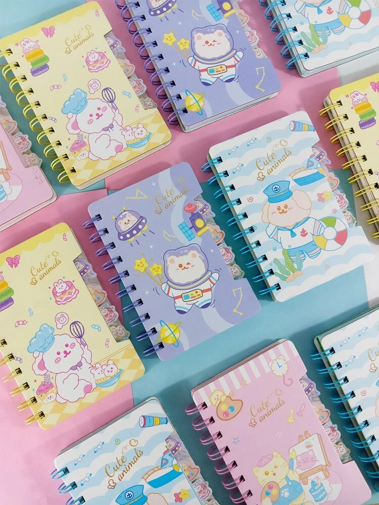 KURUMI Bear Print Notebook/ Bear Print Mini Spiral Notebook