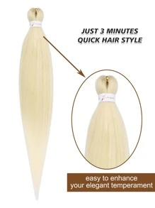 預拉伸編織頭髮長編織頭髮燒紋理柔軟鉤針辮子,熱水定型扭曲合成編織接發 - 米色 - 查看 4