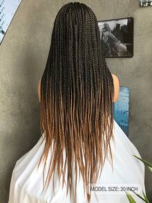 T30# 30英寸超長扭曲盒子編織9x6拉丁髮型 指甲扳手 180%密度前綁手工編織辮子假髮,附嬰兒髮,高溫合成纖維女士假髮 - 漸層 - 查看 4
