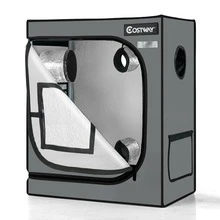 Costway 30''x18''x36''Mylar Hydroponic Grow Tent w/Observation Window & Floor Tray - Xám - Xem 10